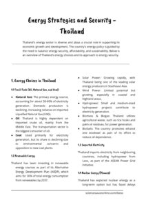 Energy Strategies and Security - Thailand - Science Sauce